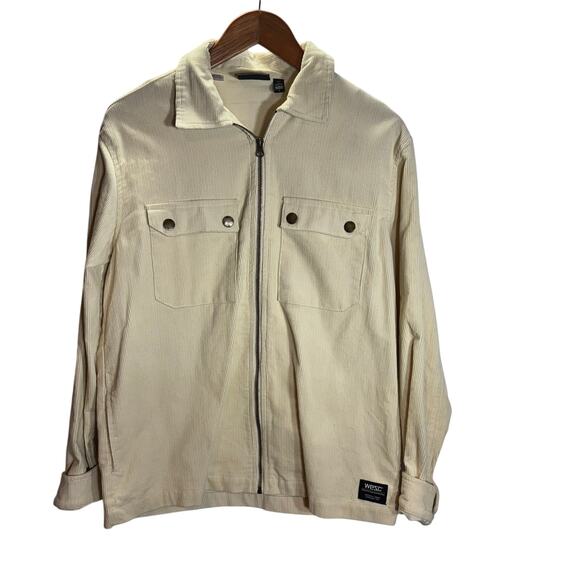 WESC Cream Corduroy Zip Jacket Men’s M Women’s L 100% Cotton Streetwear - Picture 1 of 7